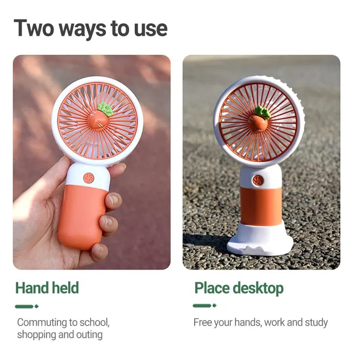 Brand Bytes Cute Handheld Fan Portable, Mini USB Hand Fan for Cooling, Small Electric Rechargeable Fan for Kids Childrens, Battery Operated Pocket Fan with Strong Power for Camping, Travel